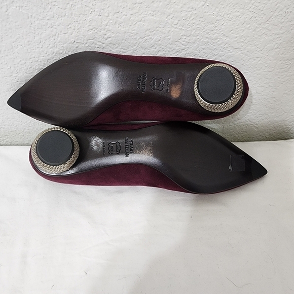Stuart Weitzman Suede Plum Chain Heels Size 8N - Picture 5 of 11